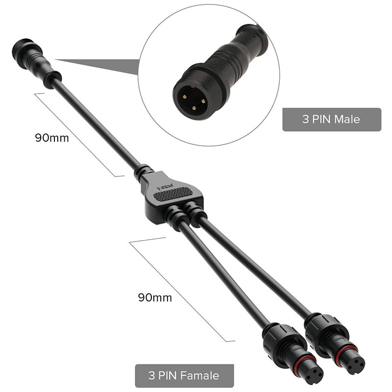 Small Size 2/3/4/5 Pin Waterproof 1-to-2 Y Splitter Cable Connector Small Size 2/3/4/5 Pin Waterproof 1-to-2 Y Splitter Cable Connector